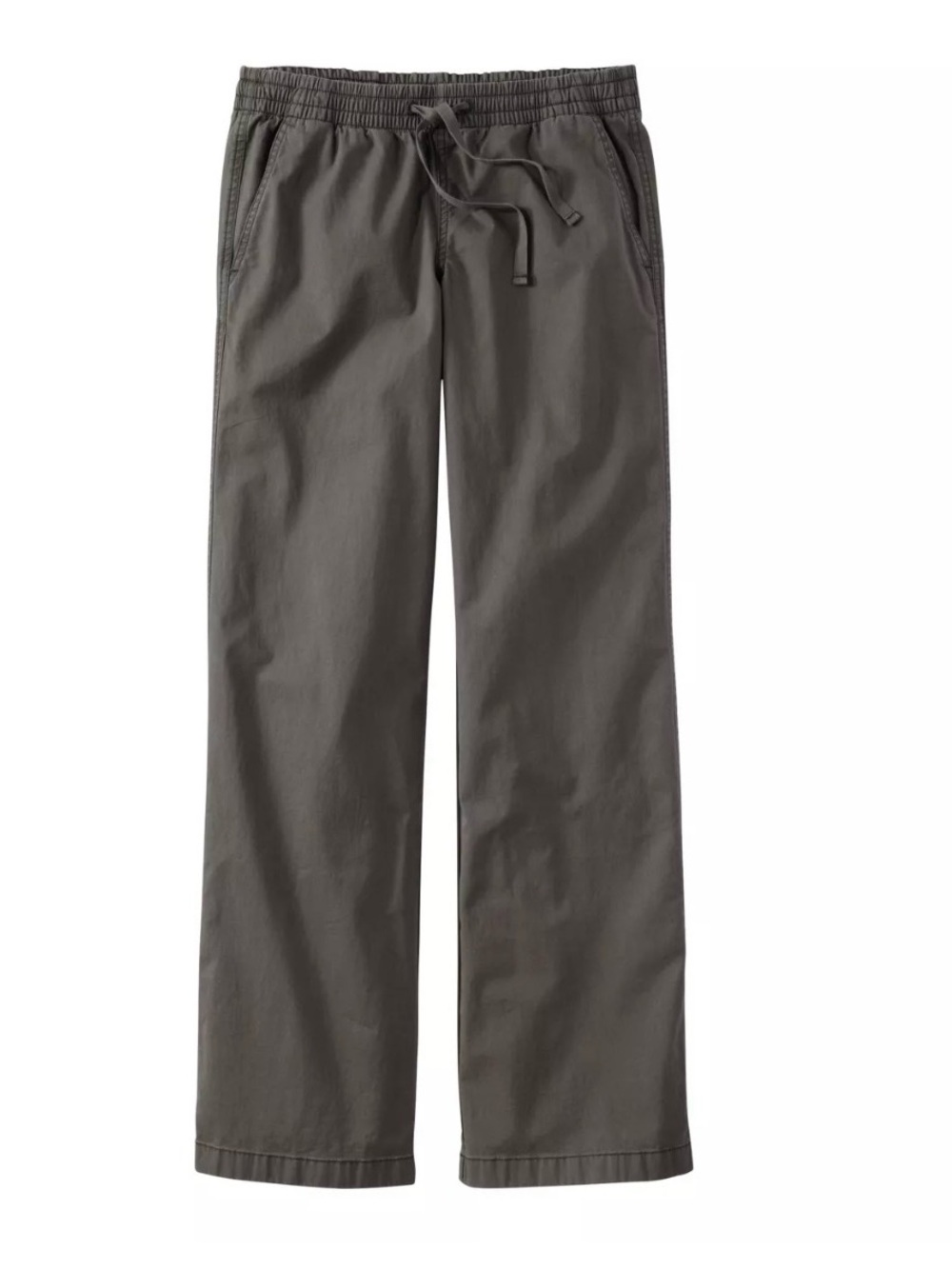 L.L.Bean Lakewashed Pull-On Chinos Gray Mid Rise Stretch Elastic Waist Pants 12P